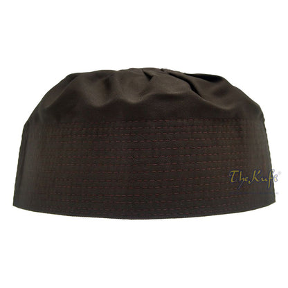 Dark Brown Pleated Top Kufi Hats
