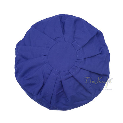Royal Blue Fabric Ijazi Pleated-Top Cotton Kufi Hat