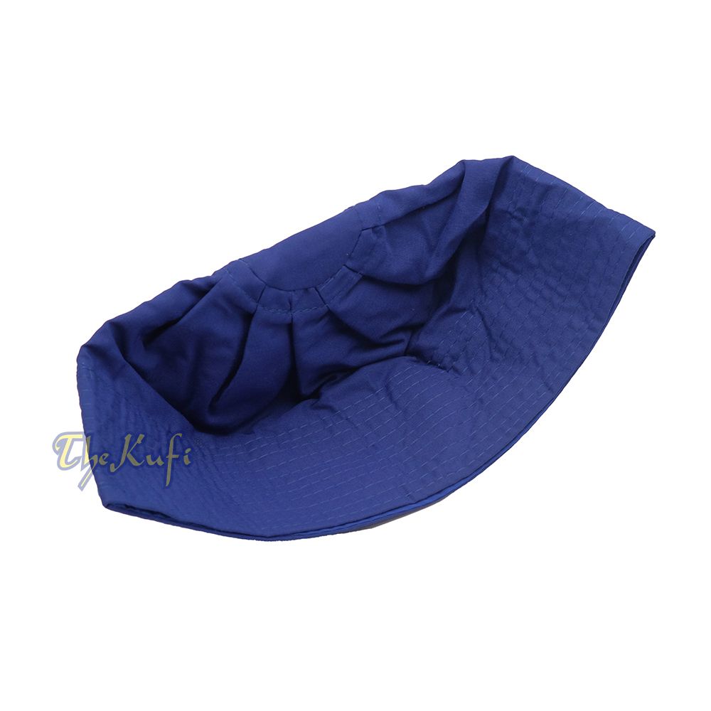 Royal Blue Fabric Ijazi Pleated-Top Cotton Kufi Hat