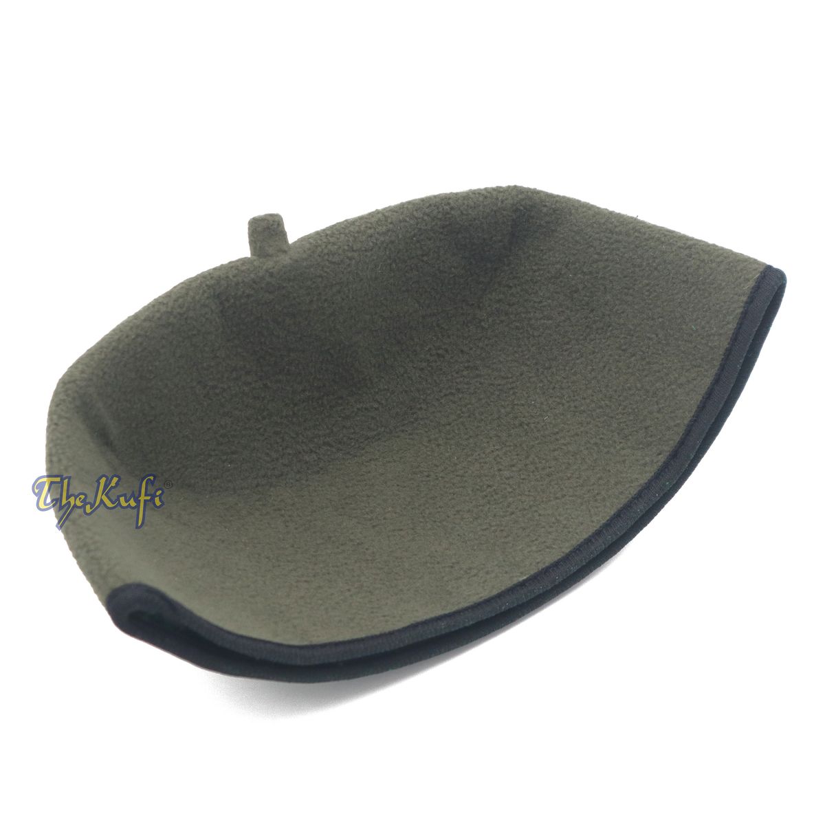 Army Green Handmade Red Fez-Style Kufi with Tip