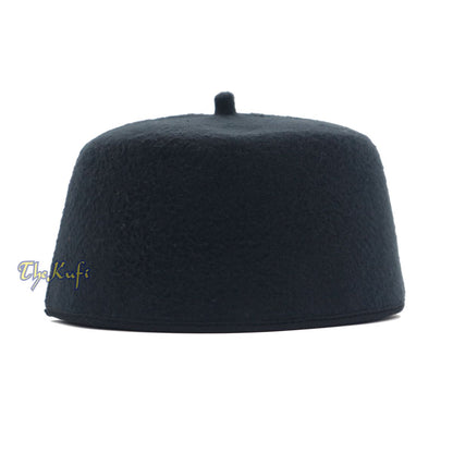 Handmade Black Fez-Style Kufi Crown with Tip