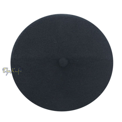 Handmade Black Fez-Style Kufi Crown with Tip