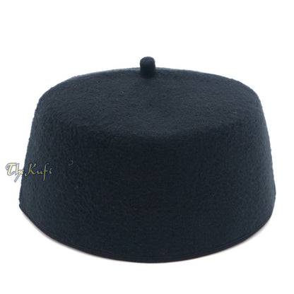 Handmade Black Fez-Style Kufi Crown with Tip