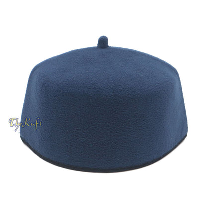 Dark Blue Fez-Style Kufi with Tip