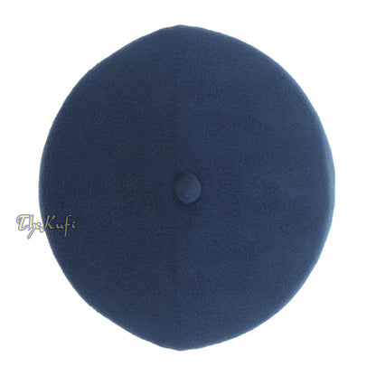 Dark Blue Fez-Style Kufi with Tip