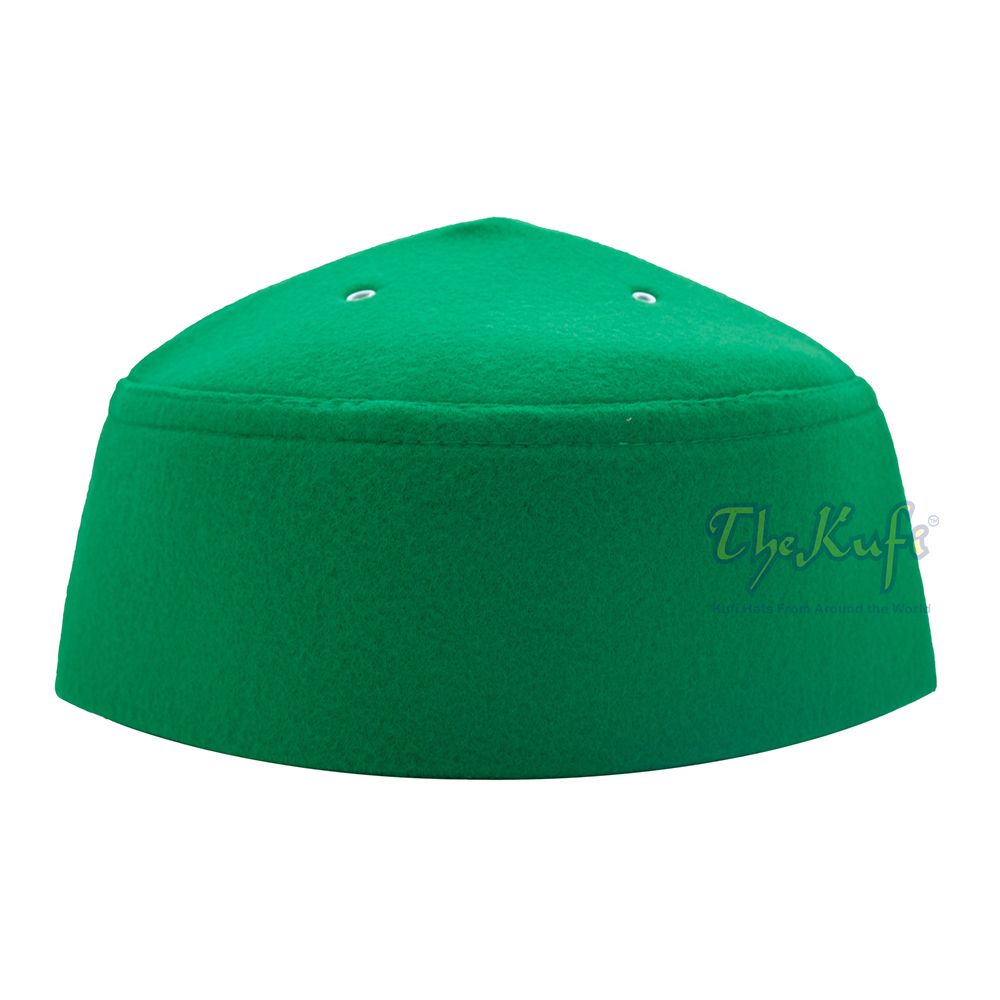 Green Handmade Vented Pointed-Top Faux Felt Fez
