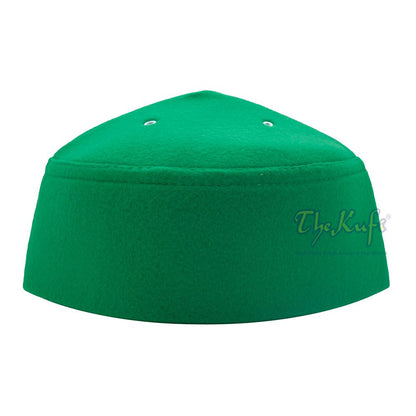 Green Handmade Vented Pointed-Top Faux Felt Fez