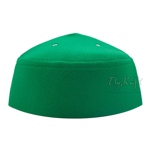 Green Handmade Vented Pointed-Top Faux Felt Fez