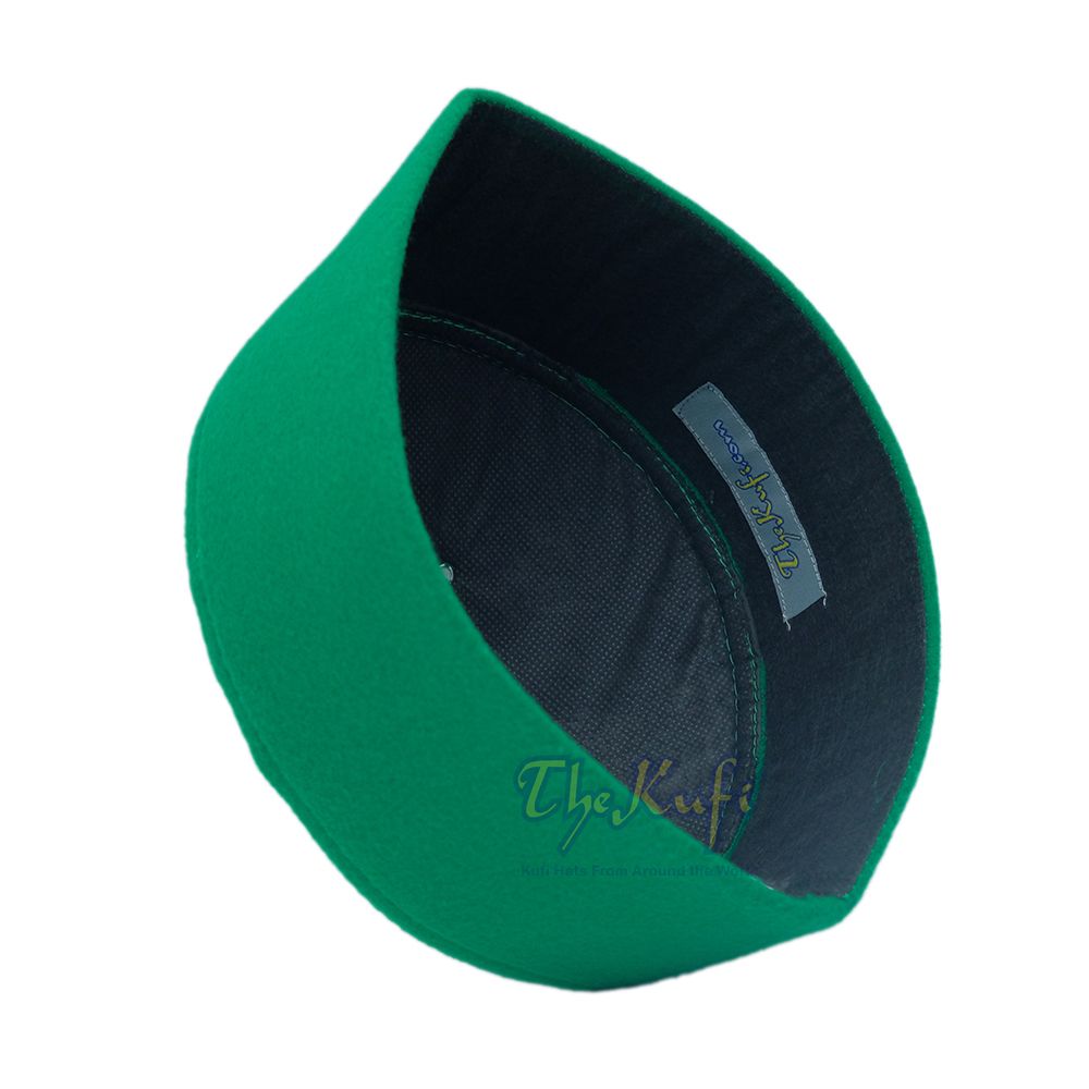 Green Handmade Vented Pointed-Top Faux Felt Fez