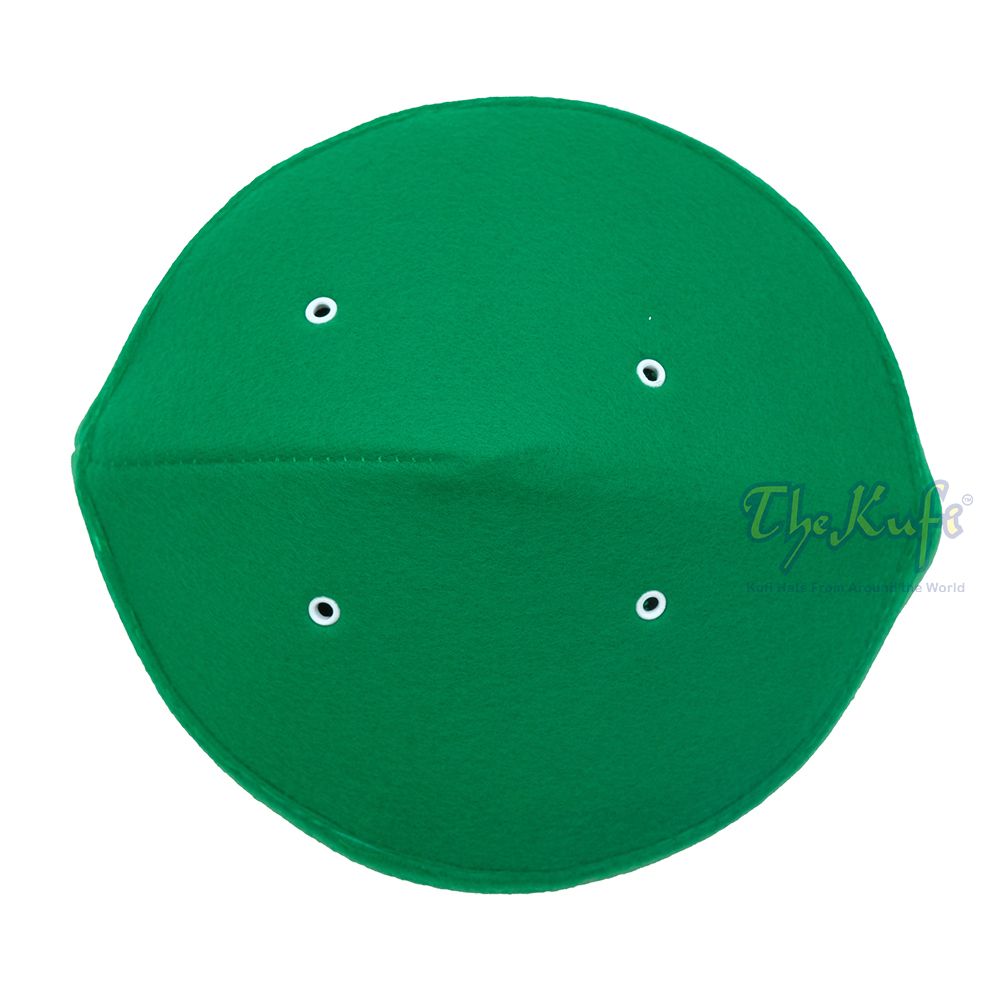 Green Handmade Vented Pointed-Top Faux Felt Fez