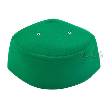 Green Handmade Vented Pointed-Top Faux Felt Fez
