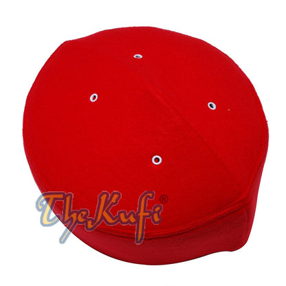 Red Handmade Vented Pointed-Top Faux Felt Fez