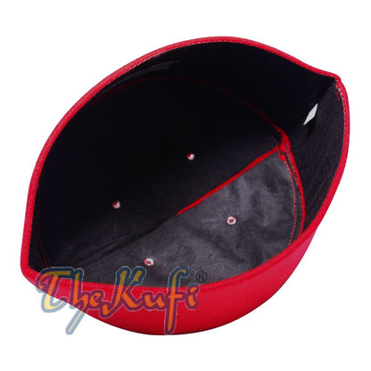 Red Handmade Vented Pointed-Top Faux Felt Fez