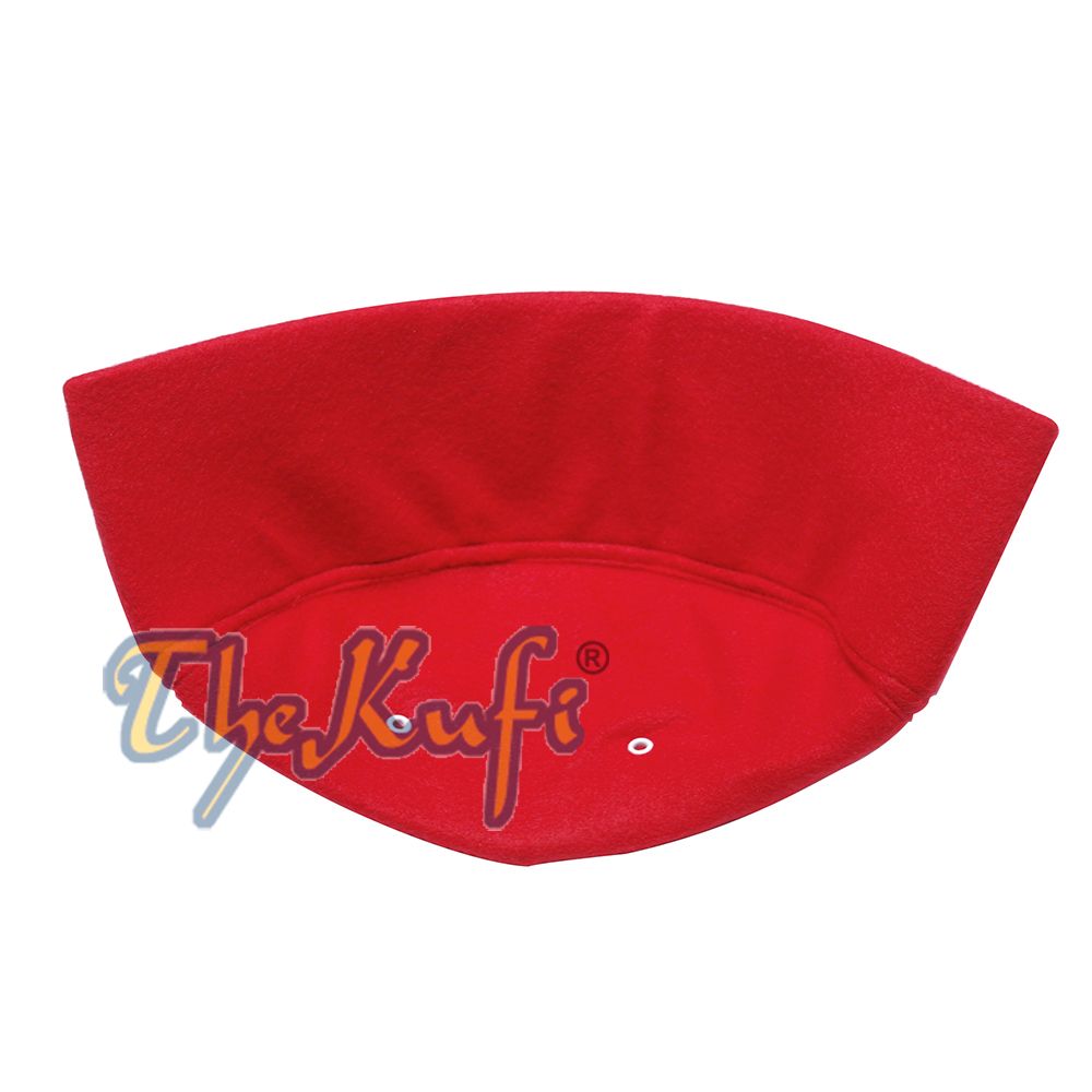 Red Handmade Vented Pointed-Top Faux Felt Fez