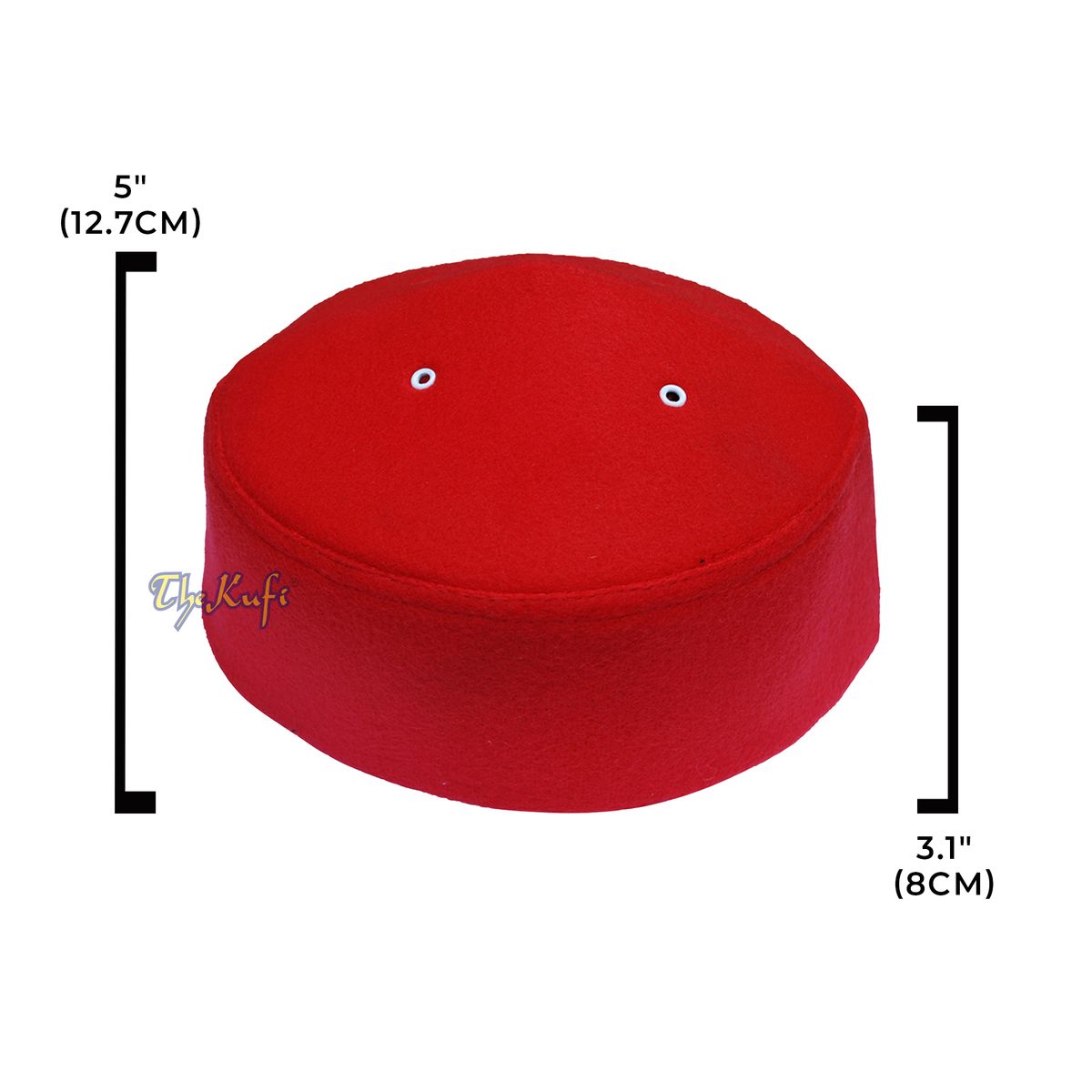 Red Handmade Vented Pointed-Top Faux Felt Fez