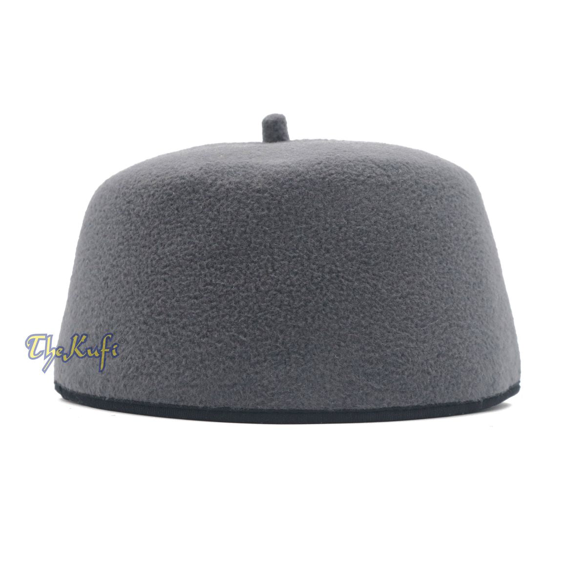 Gray Handmade Red Fez-Style Kufi with Tip