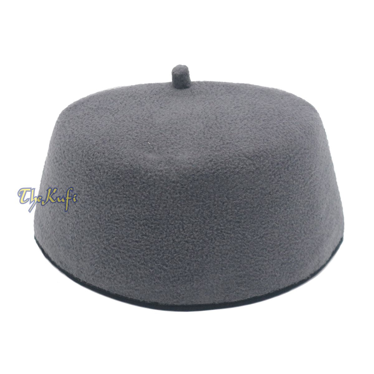 Gray Handmade Red Fez-Style Kufi with Tip