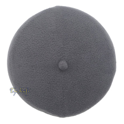 Gray Handmade Red Fez-Style Kufi with Tip