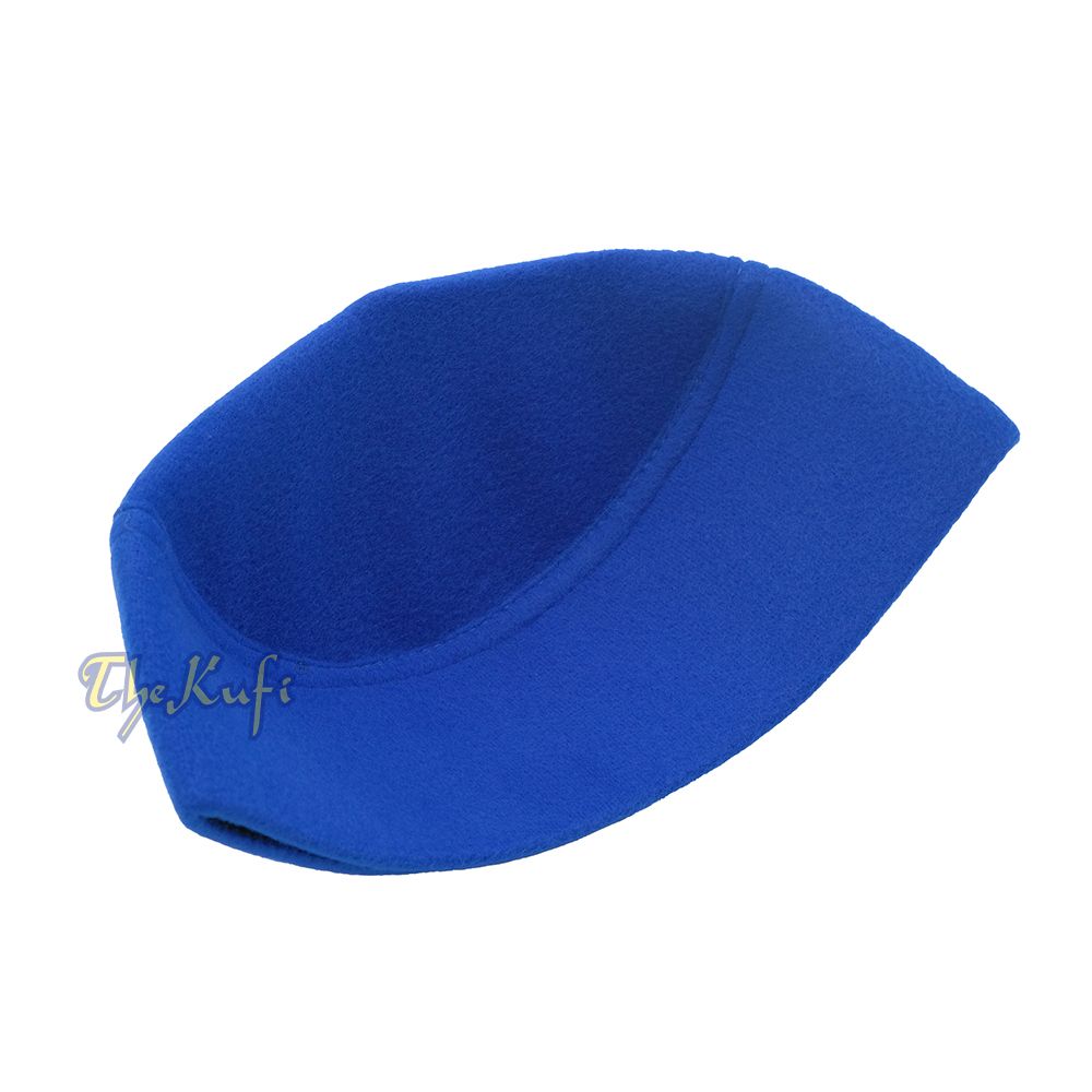Handmade Pointed Top Blue Faux Felt Kufi