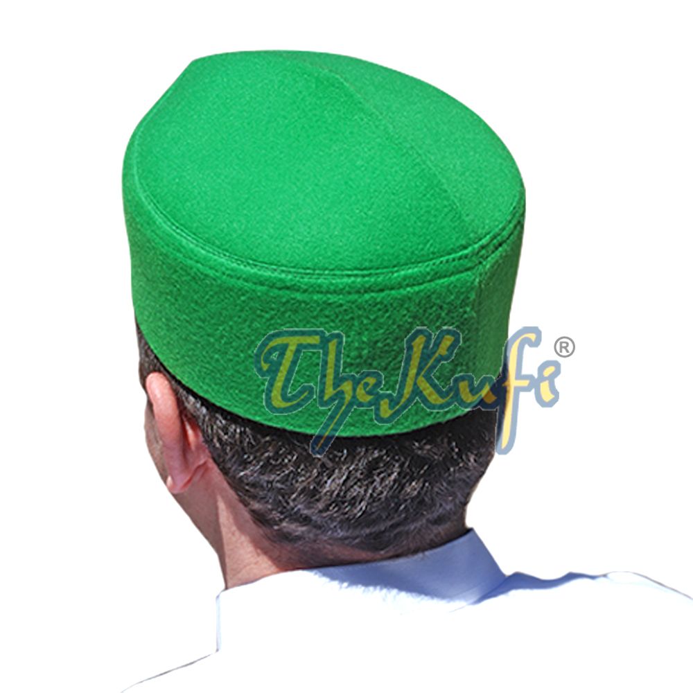 Handmade Pointed Top Green Faux Felt Kufi