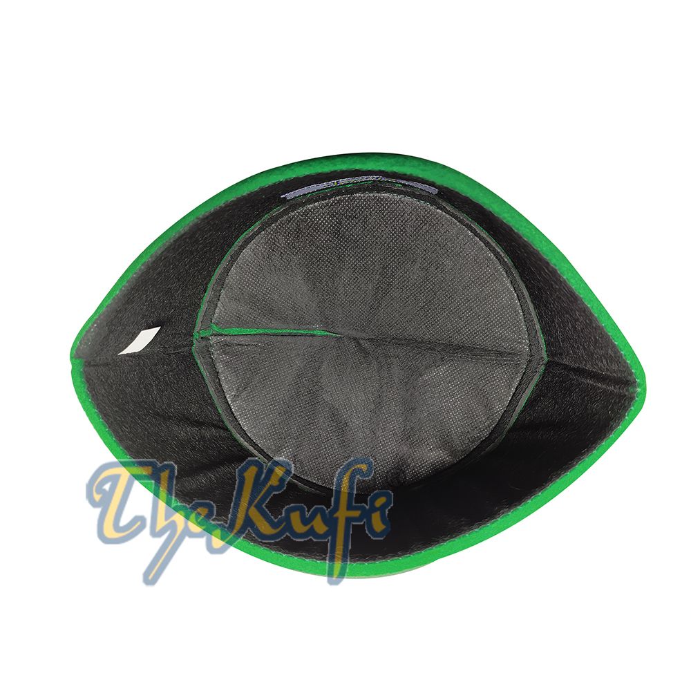 Handmade Pointed Top Green Faux Felt Kufi