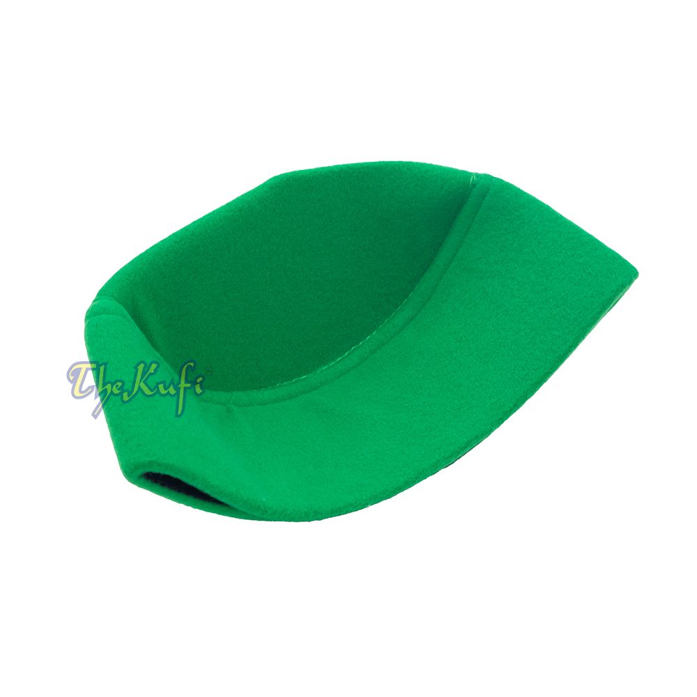 Handmade Pointed Top Green Faux Felt Kufi