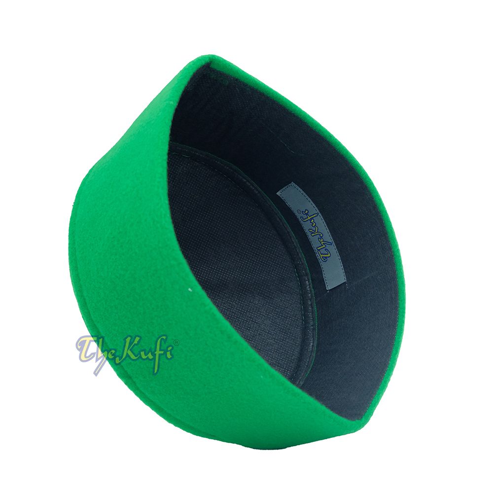 Handmade Pointed Top Green Faux Felt Kufi