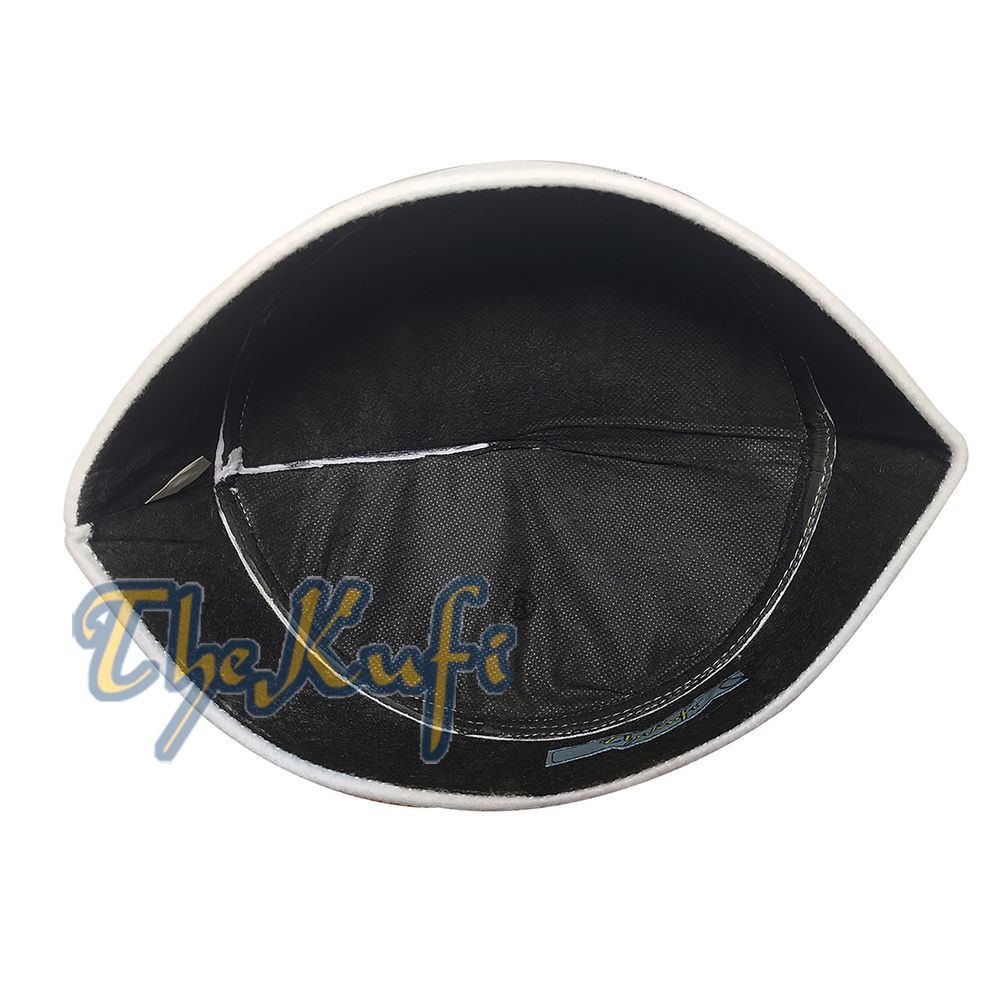 Solid White Moroccan Fez-Style Kufi Hat Cap with Pointed Top