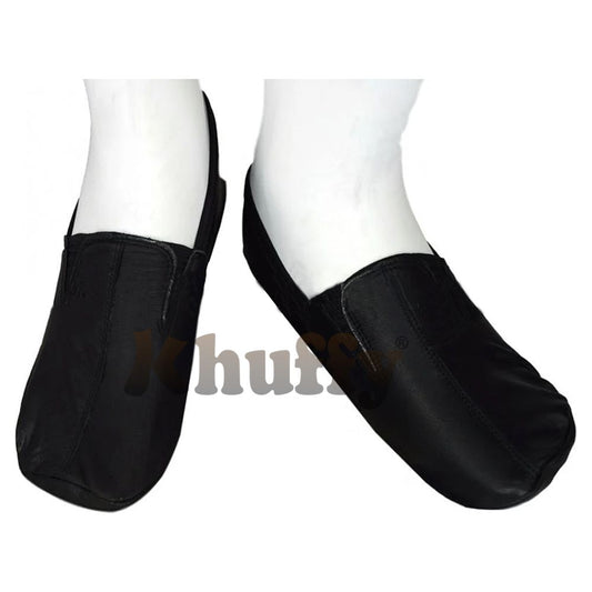 Black Men’s/Women’s Ankle Low-Cut Elastic Slip-On Halal Leather Sunnah Khuff Khuffain Socks For Mosque