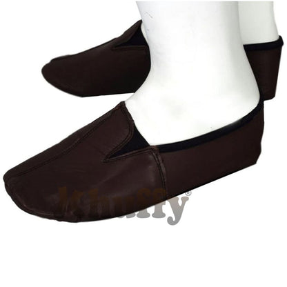 Chocolate Brown Men’s/Women’s Ankle Low-Cut Elastic Slip-On Halal Leather Sunnah Khuff Khuffain Socks For Mosque