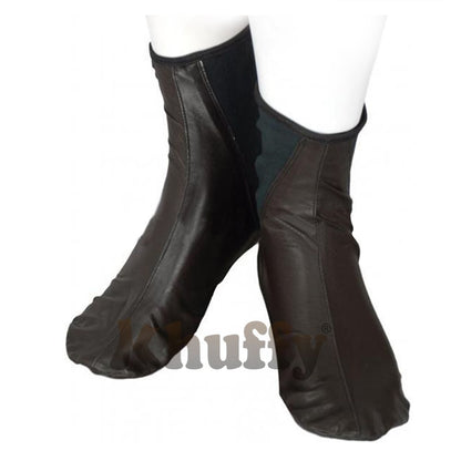 Dark Brown Men’s/Women’s Elastic Slip-On Halal Leather Sunnah Khuff Khuffain Socks For Mosque