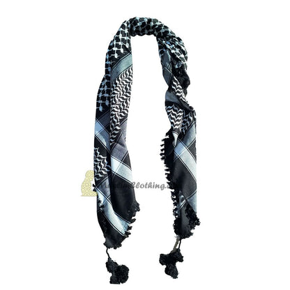 Black & Black Cotton Arab Keffiyeh Scarf Hijab Shawl Shemagh 120x120cm
