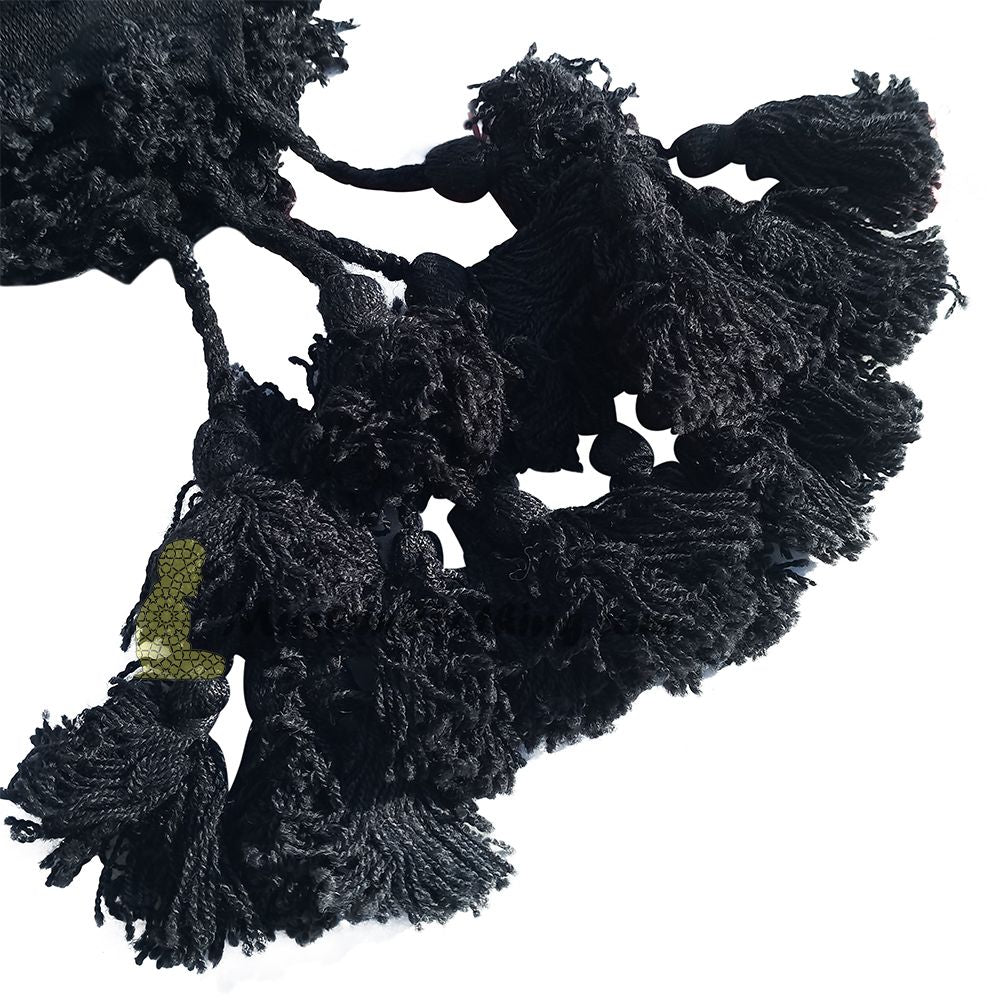 Black & Black Cotton Arab Keffiyeh Scarf Hijab Shawl Shemagh 120x120cm