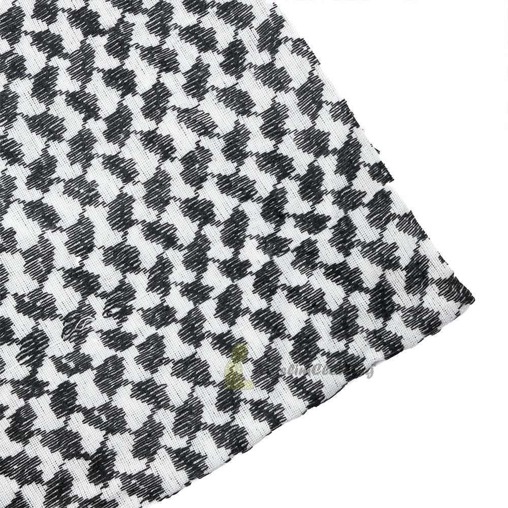 Black White Keffiyeh Arafat Scarf Shemagh 120×120 cm Wide White Borders