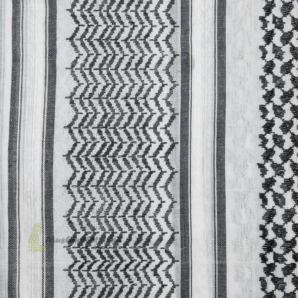 Black White Keffiyeh Arafat Scarf Shemagh 120×120 cm Wide White Borders