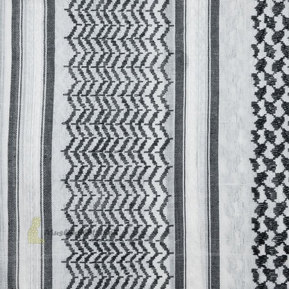 Black White Keffiyeh Arafat Scarf Shemagh 120×120 cm Wide White Borders