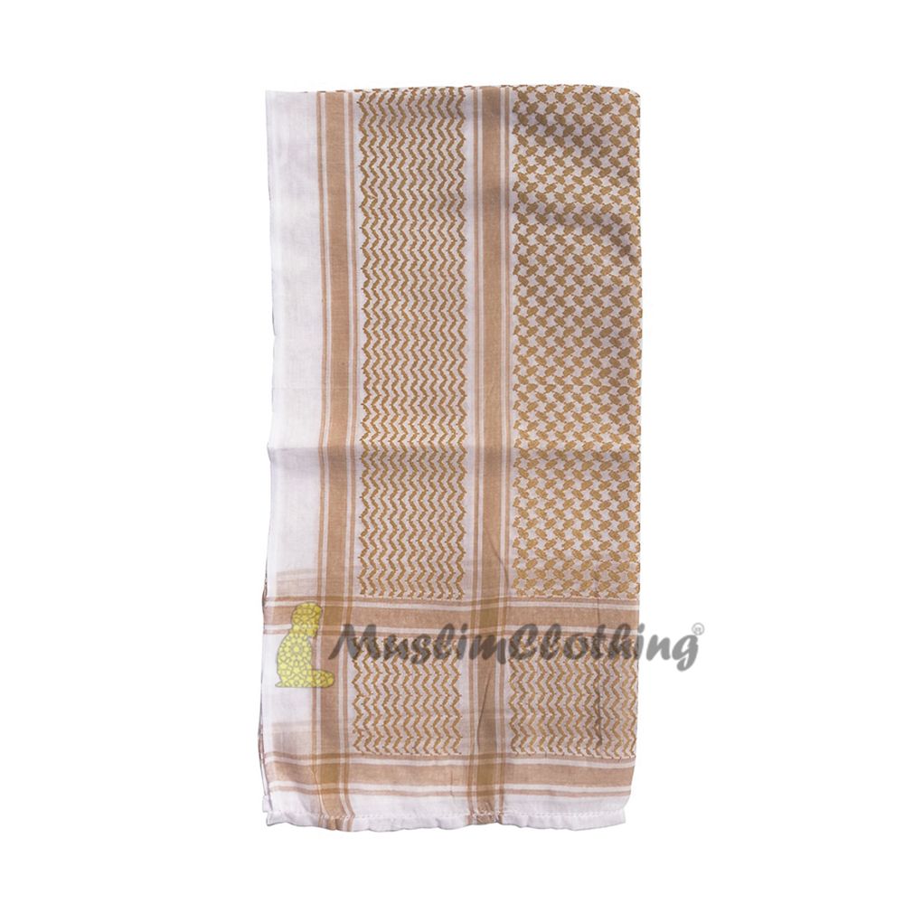 Brown and White Keffiyeh Men’s Arafat Scarf Shawl Turban Sorban