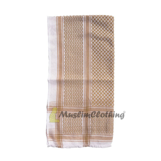 Brown and White Keffiyeh Men’s Arafat Scarf Shawl Turban Sorban