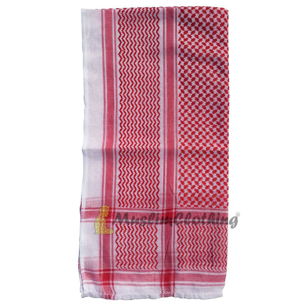 Red White Keffiyeh Islamic Arafat Scarf Shawl 120x120cm