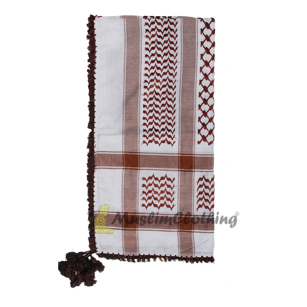 Dark Brown & White Keffiyeh Men’s Arafat Scarf Shawl Turban Sorban Shawl Turban Sorban