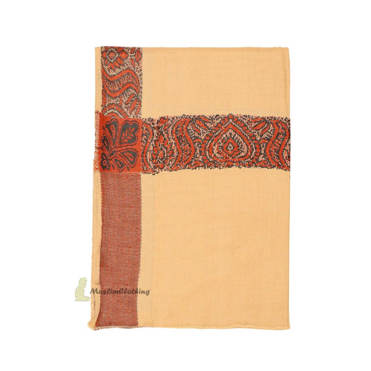 Beige Kashmiri Habaib Yemeni Style Mens Shawl 56x203cm