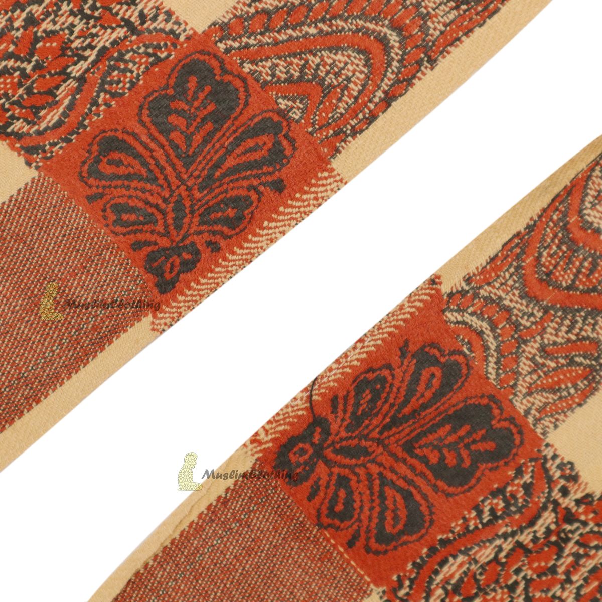 Beige Kashmiri Habaib Yemeni Style Mens Shawl 56x203cm