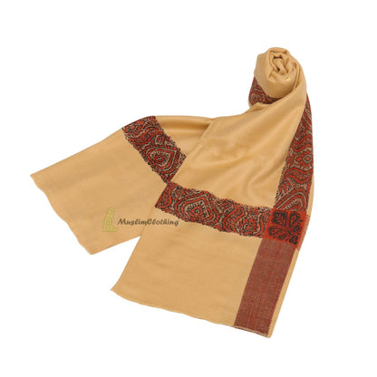 Beige Kashmiri Habaib Yemeni Style Mens Shawl 56x203cm