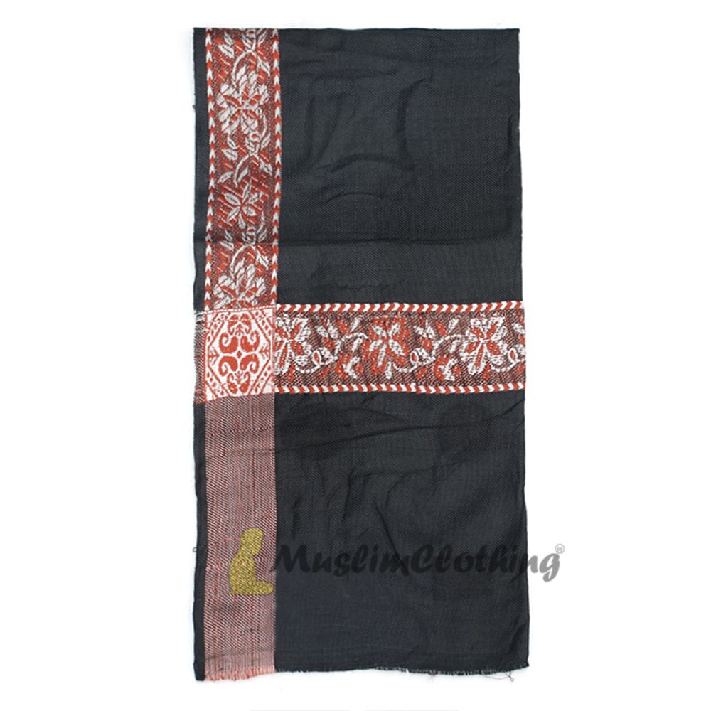 Black Kashmiri Habaib Yemeni Style Mens Shawl 56x203cm