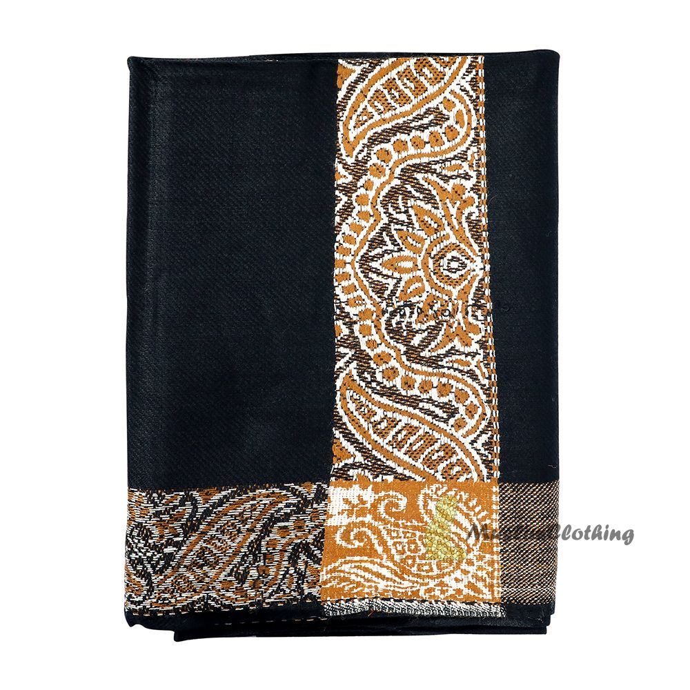 Black Habaib Style Sorban Shawl Turban Rust Brown Design 56x203cm