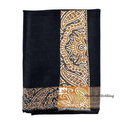 Black Habaib Style Sorban Shawl Turban Rust Brown Design 56x203cm