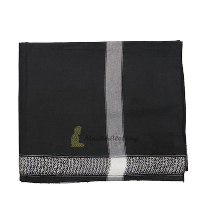 Black Style Sorban Shawl Turban White Border Design 208 x107cm