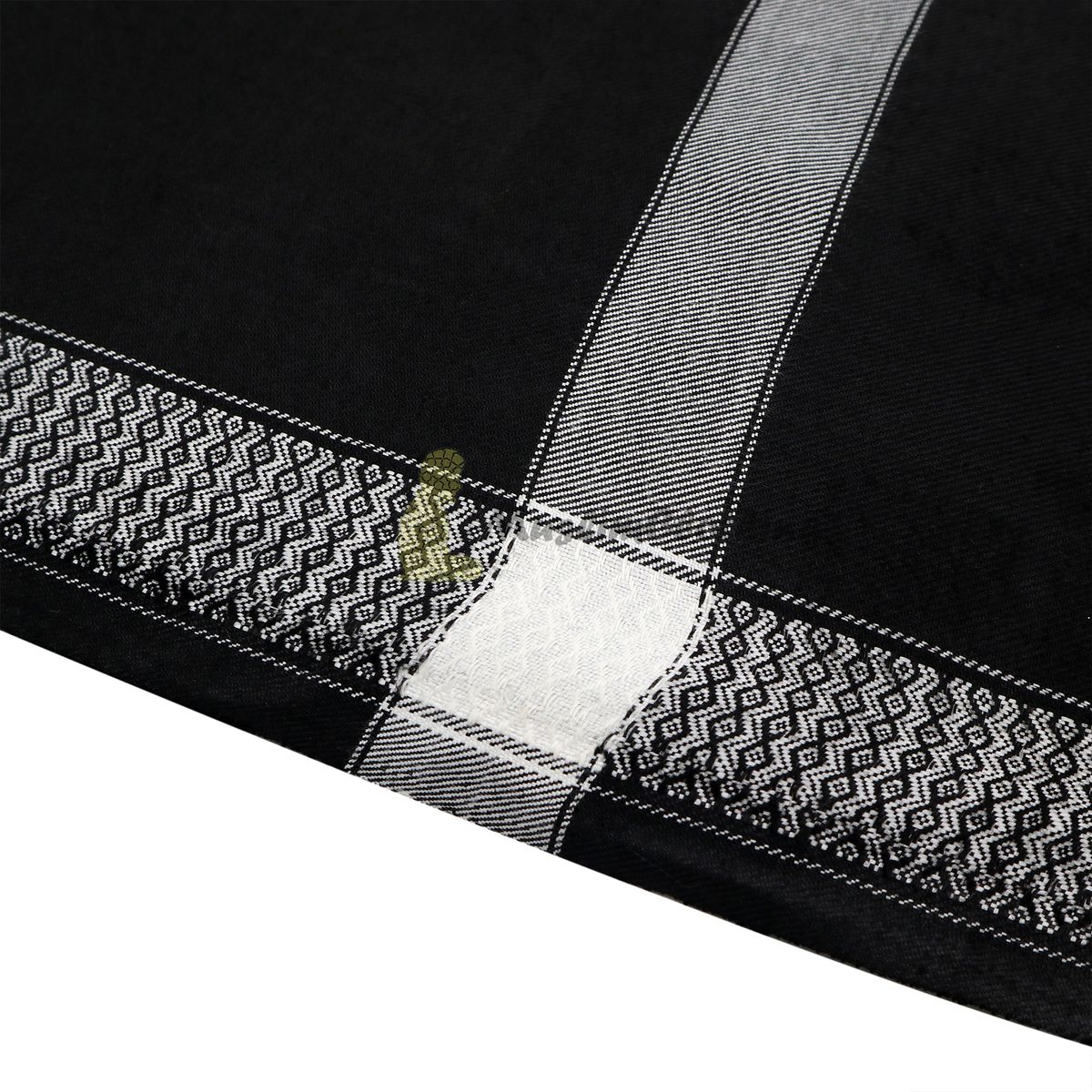 Black Style Sorban Shawl Turban White Border Design 208 x107cm