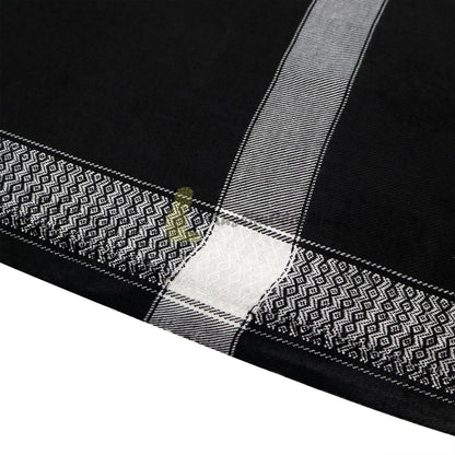 Black Style Sorban Shawl Turban White Border Design 208 x107cm
