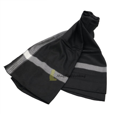 Black Style Sorban Shawl Turban White Border Design 208 x107cm